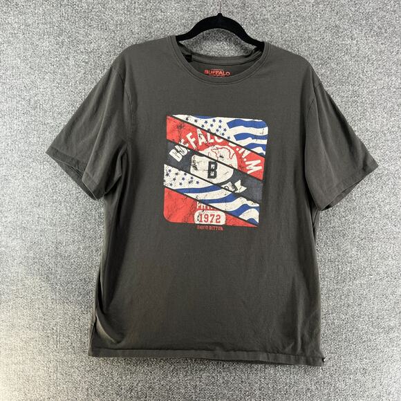Buffalo David Bitton Shirt Mens XXL 2XL Black Crewneck Graphic Tee Tshirt Logo - Picture 1 of 9